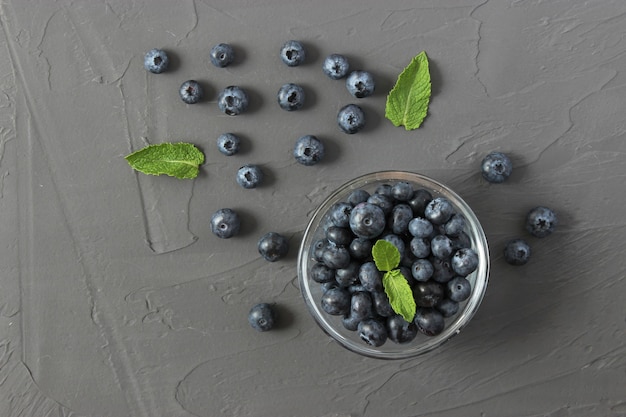 Blueberries on the table top view closeup