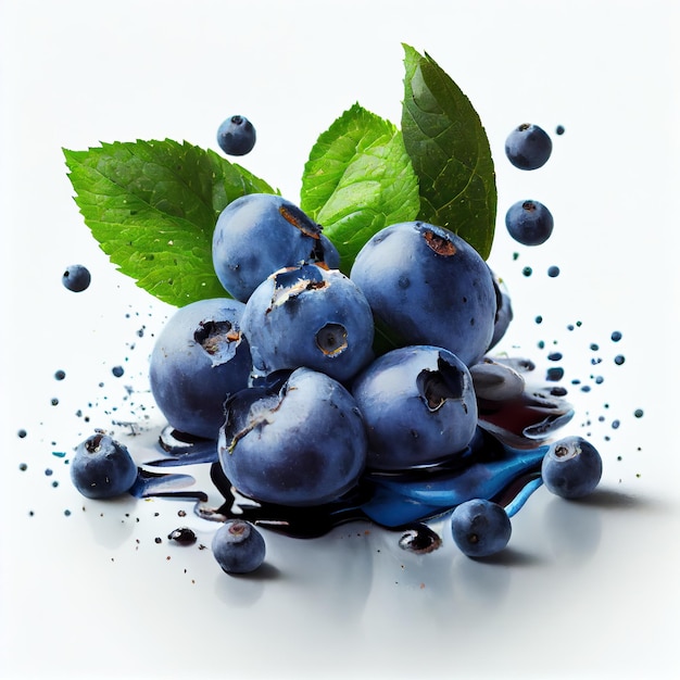 Blueberries on a white background generative AI