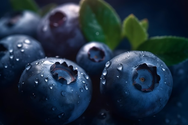 Blueberries with a dark background