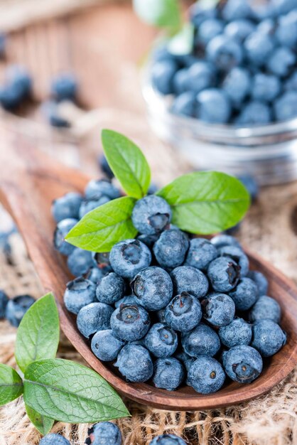 Blueberries on a Wooden Spoon