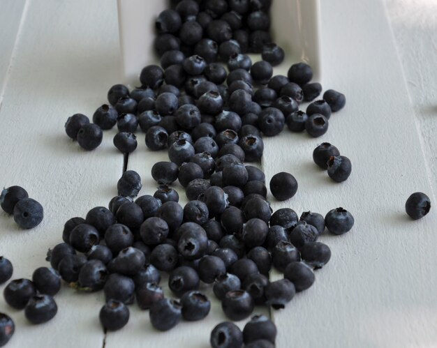 Blueberries on a wooden table