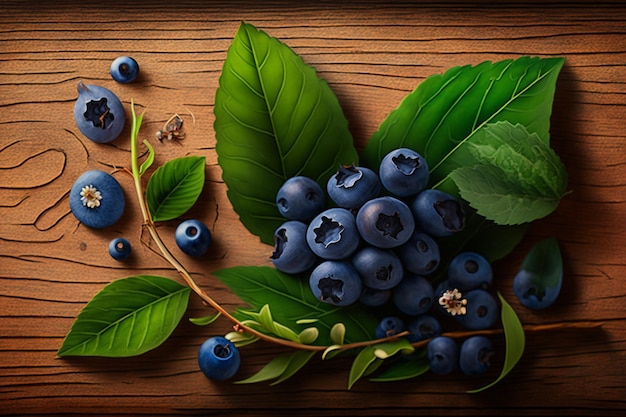 Blueberries on a wooden table