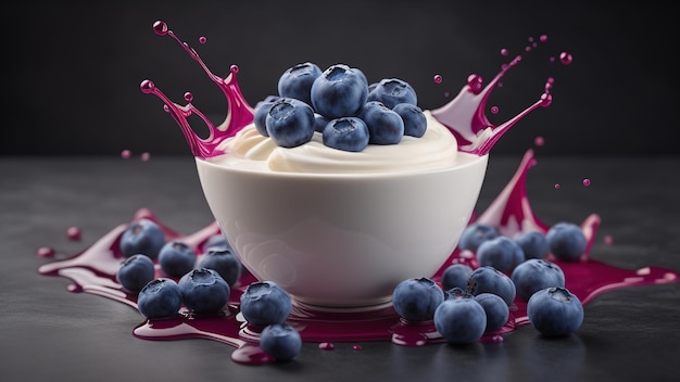 Blueberries and yogurt splash