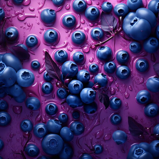 ブルーベリー 3 d 紫色の背景