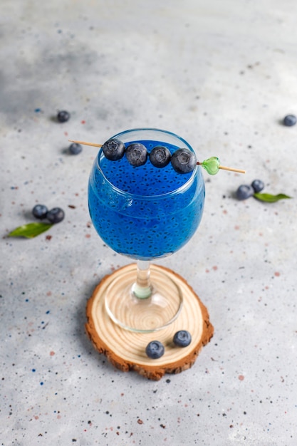 Blueberry basil seed drink.