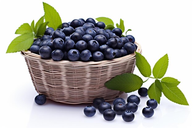 Blueberry basket isolated on white