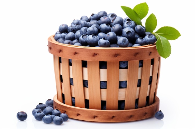 Photo blueberry basket isolated on white