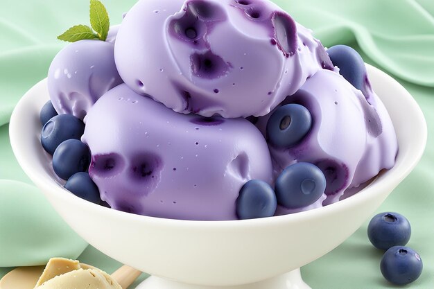 Photo blueberry and blackberry ice cream