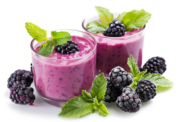 Blueberry Blackberry Smoothie On White Background