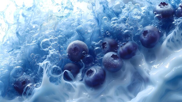 Blueberry and blue Water Abstract A mesmerizing underwater scene featuring clear liquidnatures be