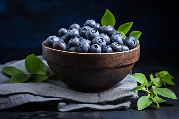 Photo blueberry in bowl on the table