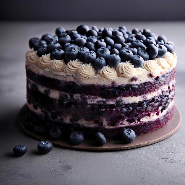 Blueberry cake on grey background