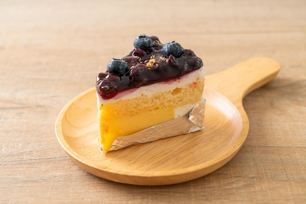 Blueberry cheese cake on plate