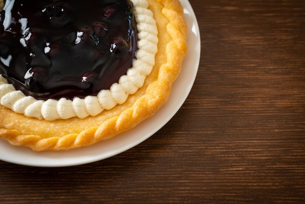 Blueberry Cheese Pie on white plate