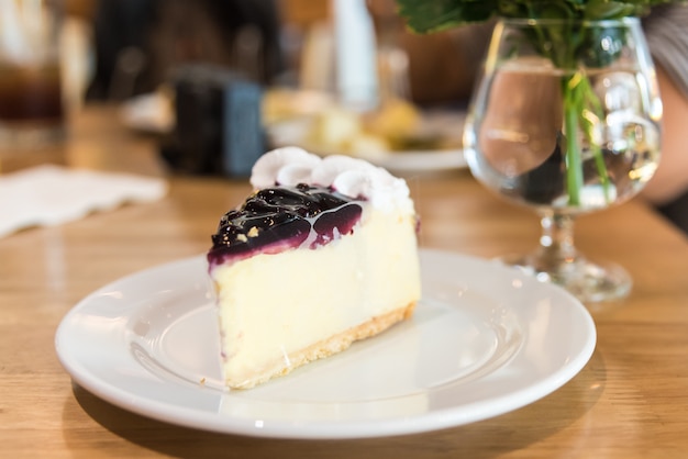 Blueberry cheesecake on plate