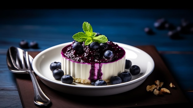 Blueberry cheesecake with a blueberry sauce