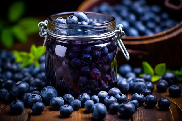 Photo blueberry chutney in a glass jar