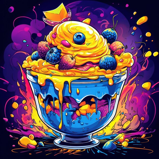 Photo blueberry cobbler in an art style
