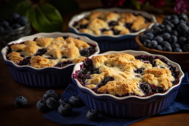 Blueberry cobbler with a blueberry crust