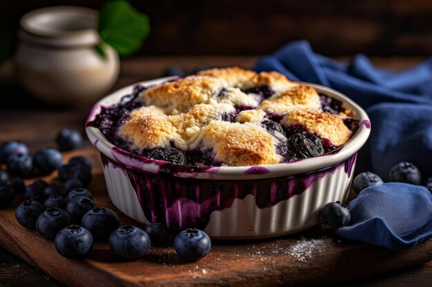 Blueberry cobbler with a blueberry crust