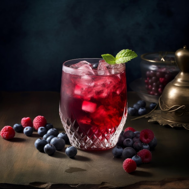 Blueberry cocktail drink Generate Ai