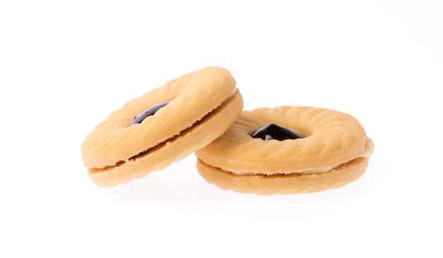 blueberry cookie biscuits isolated on white background.