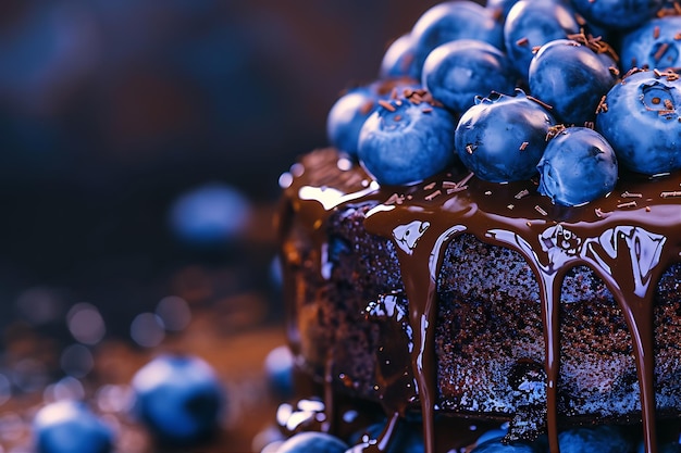Blueberry Covered Chocolate Cake