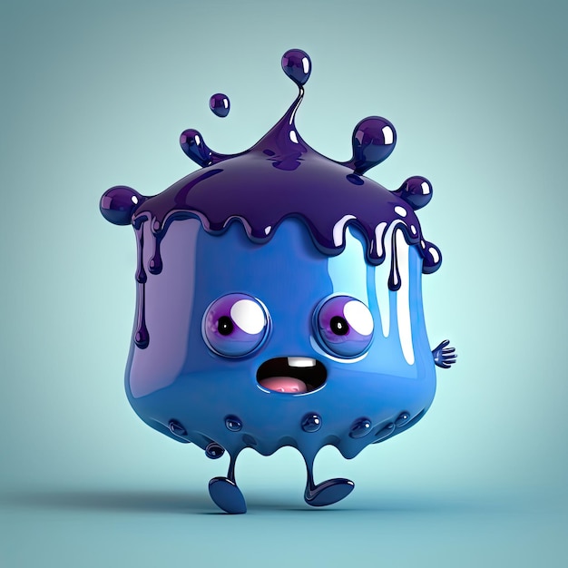 Blueberry fruit monster ai generated game personage Funny cartoon character dieting healthy fruit crazy wild juicy berry sweet emoticon with scary face kids bubblegum candy