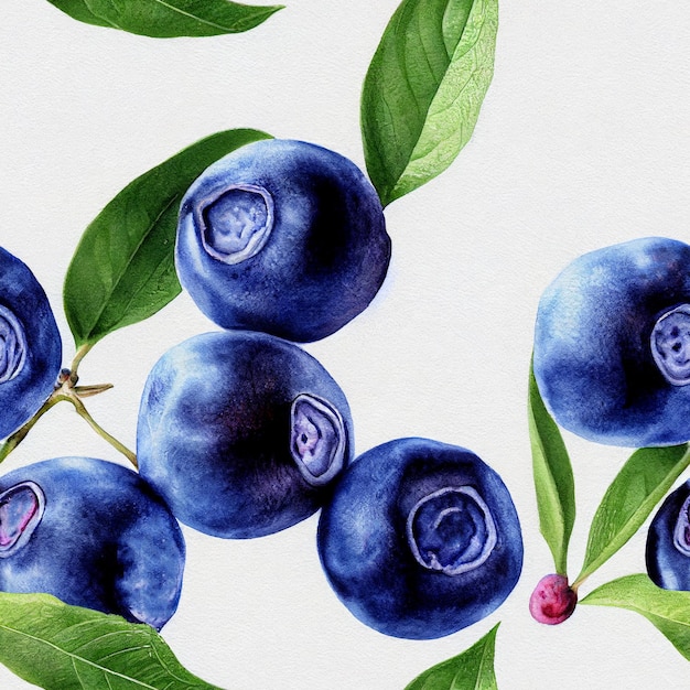 Blueberry fruit seamless background. Return repeat pattern. Vintage motif