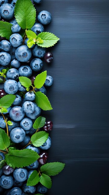 Blueberry fruits leaf fresh organic food copy space generative ai