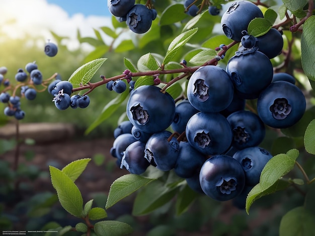 В саду голубые ягоды, готовые к сбору урожая.