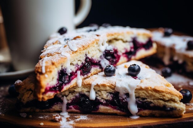 Photo blueberry and ginger scones with clotted cream