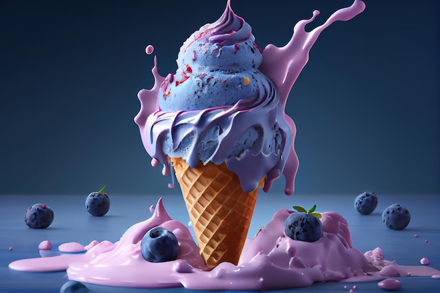 Blueberry ice cream Generative Ai