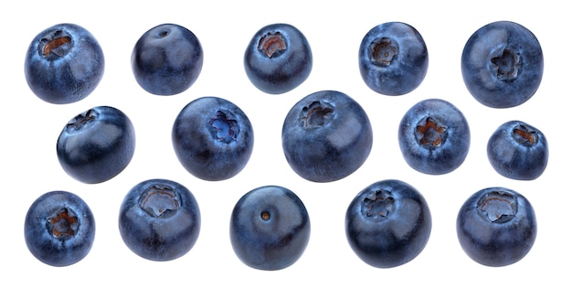 Photo blueberry isolated on white background with clipping path, macro, collection
