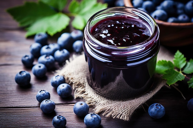 Photo blueberry jam rustic breakfast spread