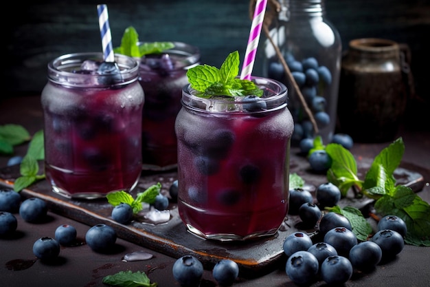 Blueberry juice in a glass AI Generated