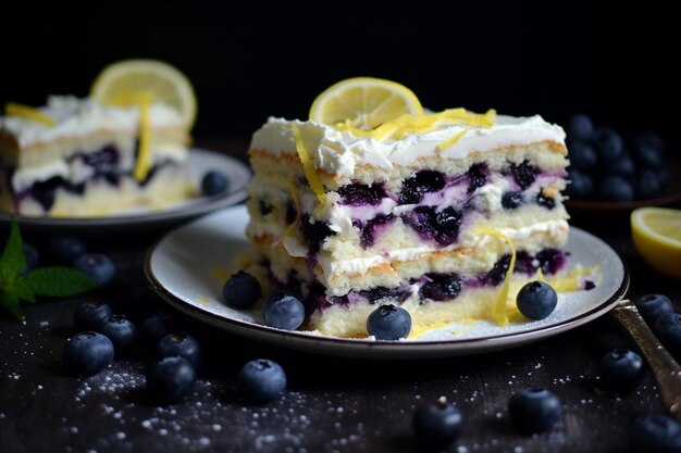 Photo blueberry lemon cream cake