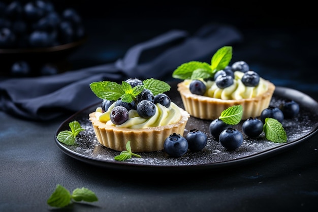 Photo blueberry mascarpone tartlets with lemon zest