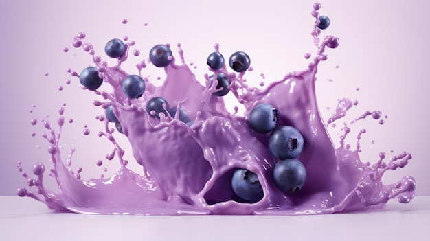 Photo blueberry milk splash poster