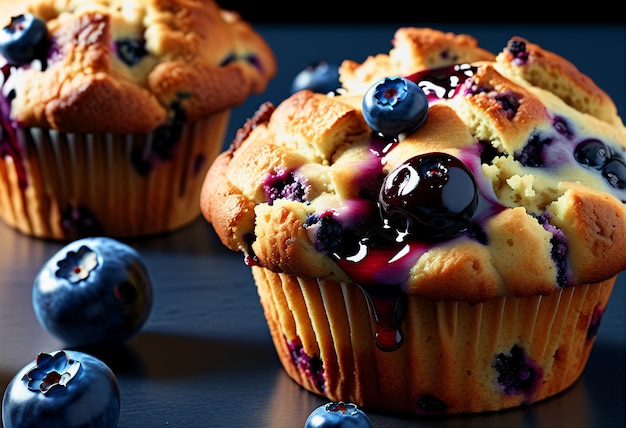 Blueberry muffin van dichtbij.