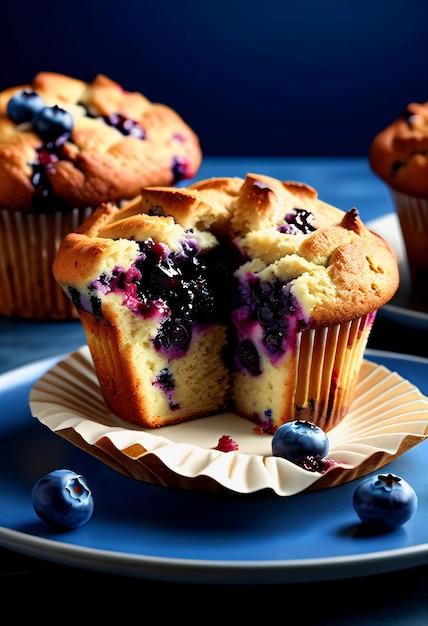 Blueberry muffin van dichtbij.