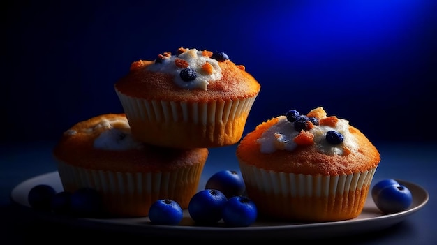 Blueberry Muffins restaurant dish on a plate