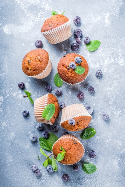 Blueberry muffins with fresh berries