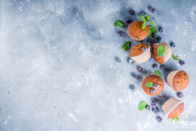 Blueberry muffins with fresh berries