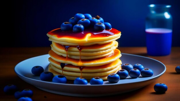 Blueberry Pancakes restaurant dish on a plate