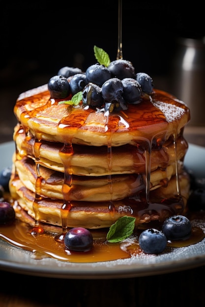 Blueberry Pancakes with Maple Syrup Best For Banner Flyer and Poster