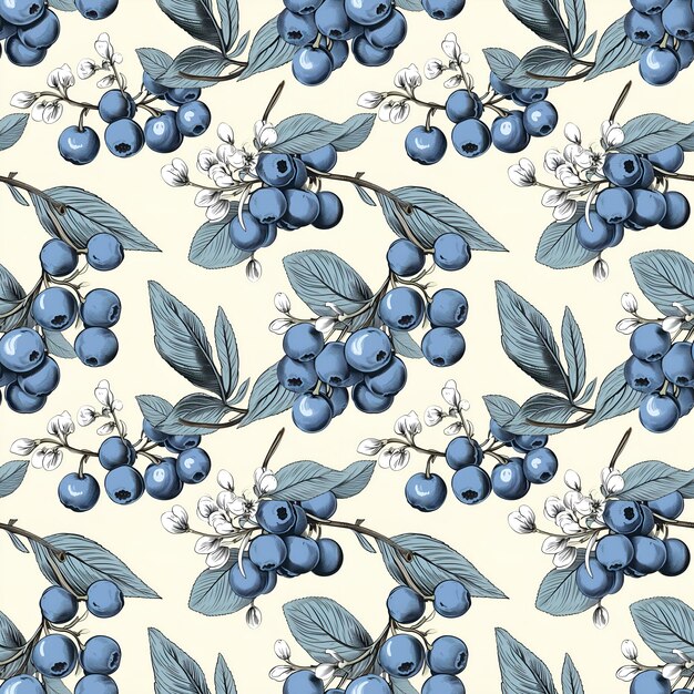 Photo blueberry pattern seamless illustration