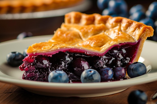Blueberry pie serving