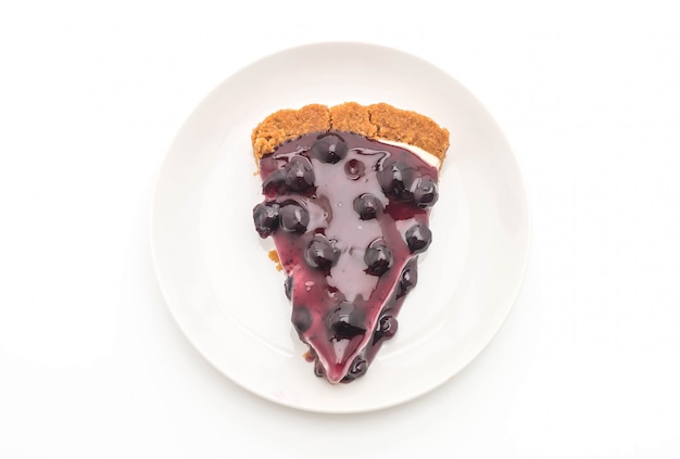 blueberry pie on white