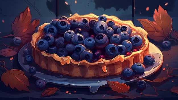 A blueberry pie with blueberries on the top.